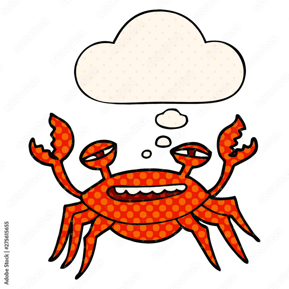 cartoon crab and thought bubble in comic book style cartoon crab and thought bubble in comic book style
