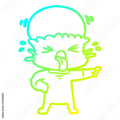 cold gradient line drawing disgusted cartoon alien