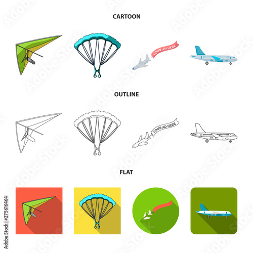 Fototapeta Naklejka Na Ścianę i Meble -  Vector illustration of transport and object symbol. Collection of transport and gliding vector icon for stock.