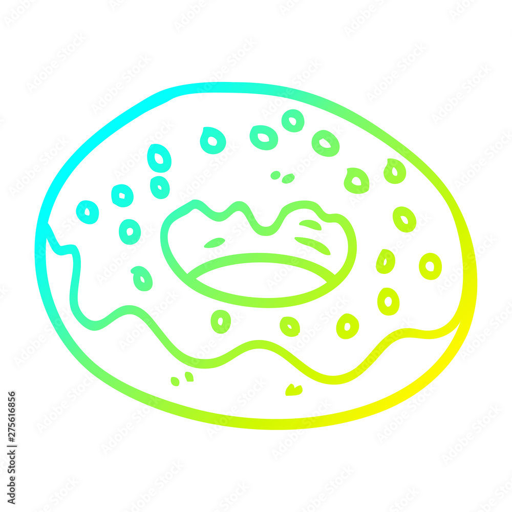 cold gradient line drawing cartoon chocolate donut cold gradient line drawing cartoon chocolate donut
