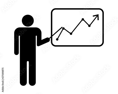 Persona con grafico business - pittogramma vettoriale 