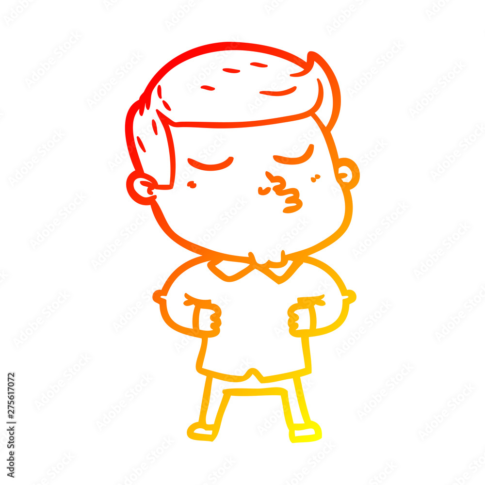 warm gradient line drawing cartoon model guy pouting