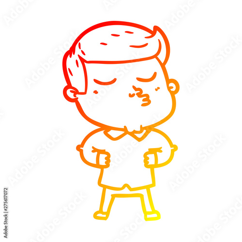 warm gradient line drawing cartoon model guy pouting