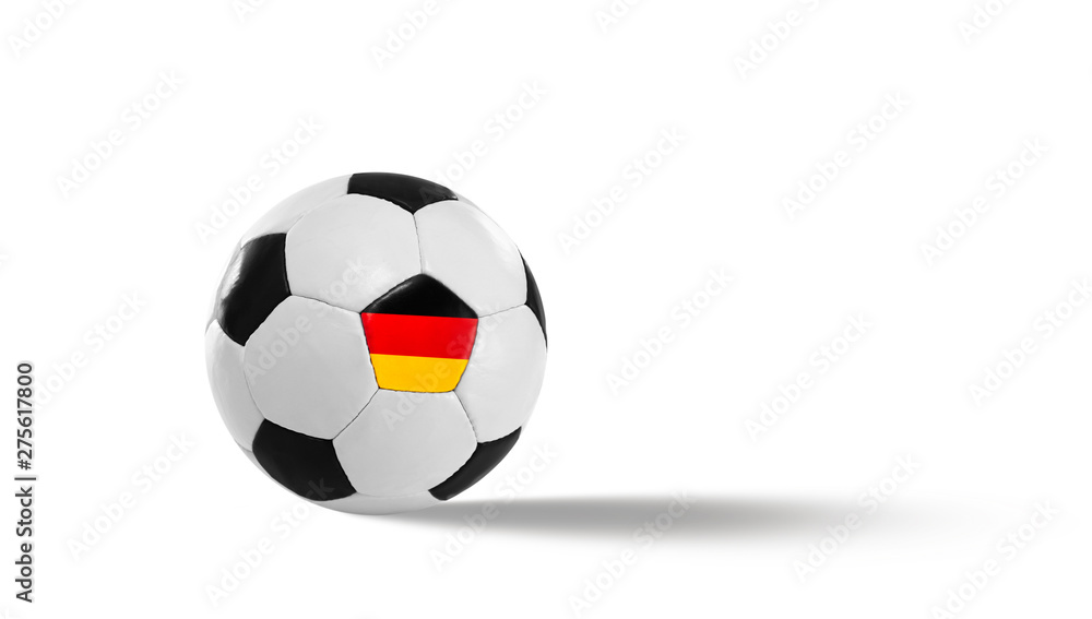 Schwarz Weisser Fussball in Leder mit deutschen nationalfarben