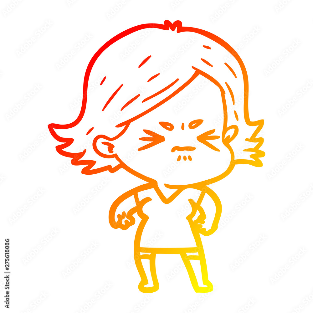 warm gradient line drawing cartoon angry woman warm gradient line drawing cartoon angry woman