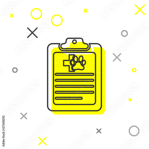 Grey Clipboard with medical clinical record pet line icon isolated on white background. Health insurance form. Medical check marks report. Vector Illustration