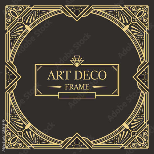 Art deco border and frame template. Creative template in style of 1920s for your design