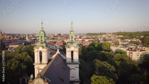 Krakow, Poland. Old city skyline, Paulinite monastery, Skalka church, far view of Wawel Cathedral and castle photo