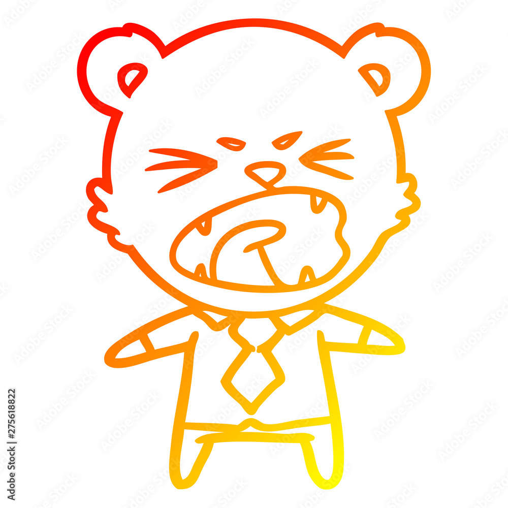 warm gradient line drawing angry cartoon bear warm gradient line drawing angry cartoon bear