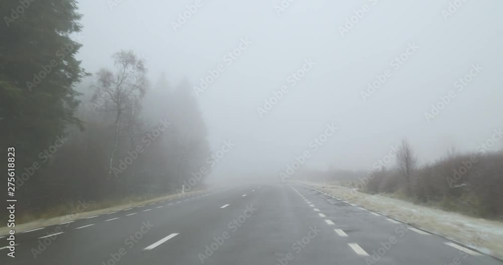 Driving on a country road on a foggy winter day - POV shot - hand held camera - ProRes Driving on a country road on a foggy winter day - POV shot - hand held camera - ProRes