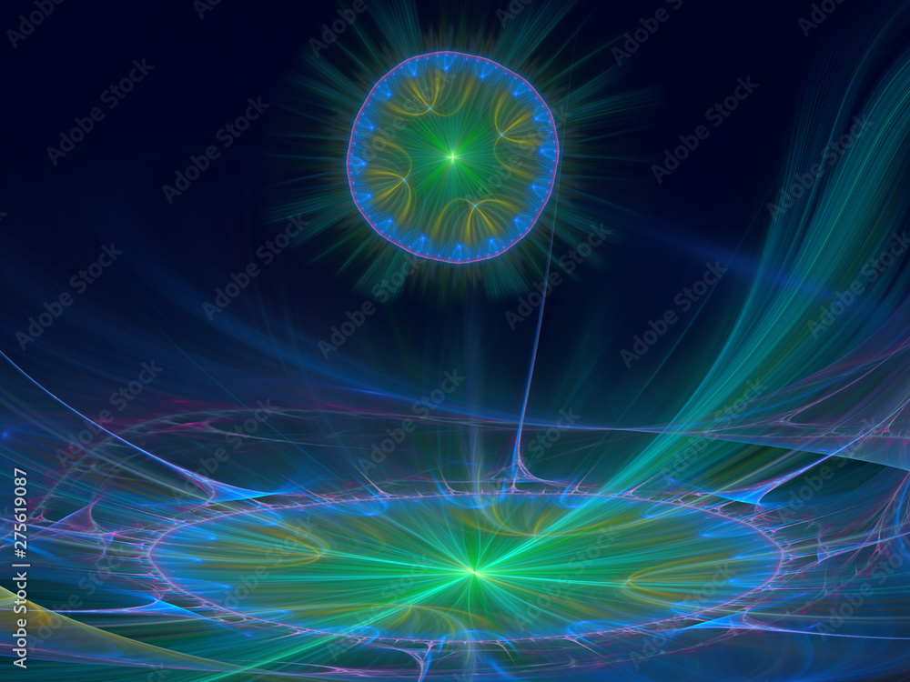 Fototapeta premium Surreal alien landscape. Abstract 3d illustration in perspective.