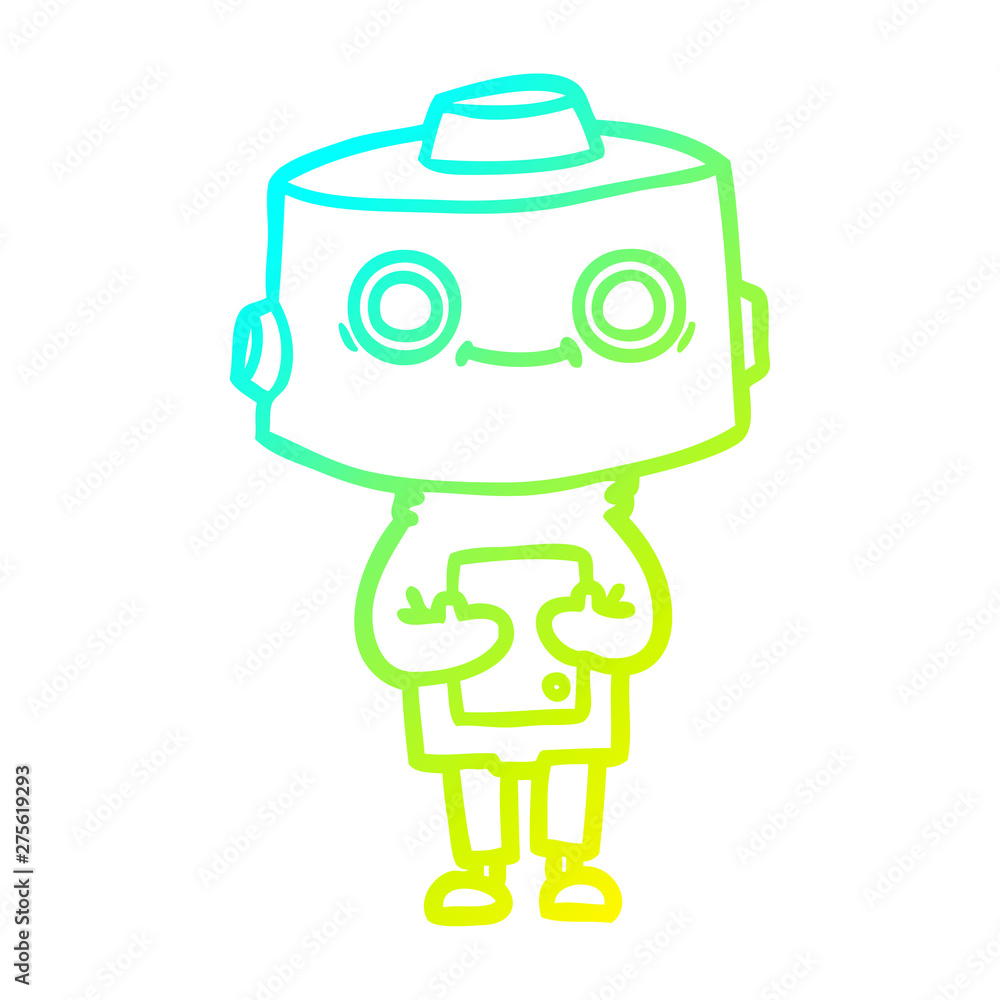 cold gradient line drawing cartoon robot