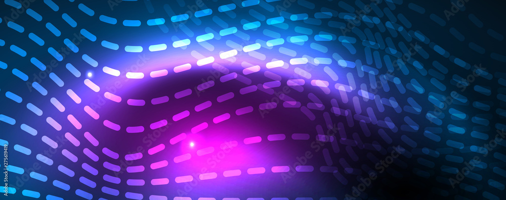 Smooth wave lines on blue neon color light background. Glowing abstract wave on dark, shiny motion, magic space light Smooth wave lines on blue neon color light background. Glowing abstract wave on dark, shiny motion, magic space light