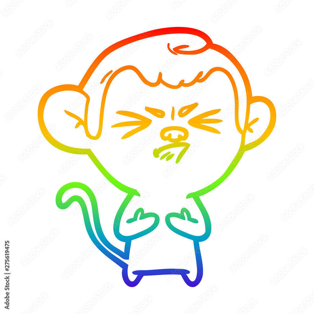 rainbow gradient line drawing cartoon annoyed monkey rainbow gradient line drawing cartoon annoyed monkey