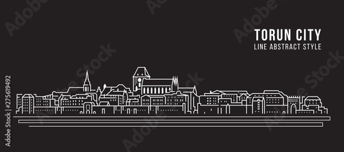 Cityscape Building Line art Vector Illustration design - Torun city
