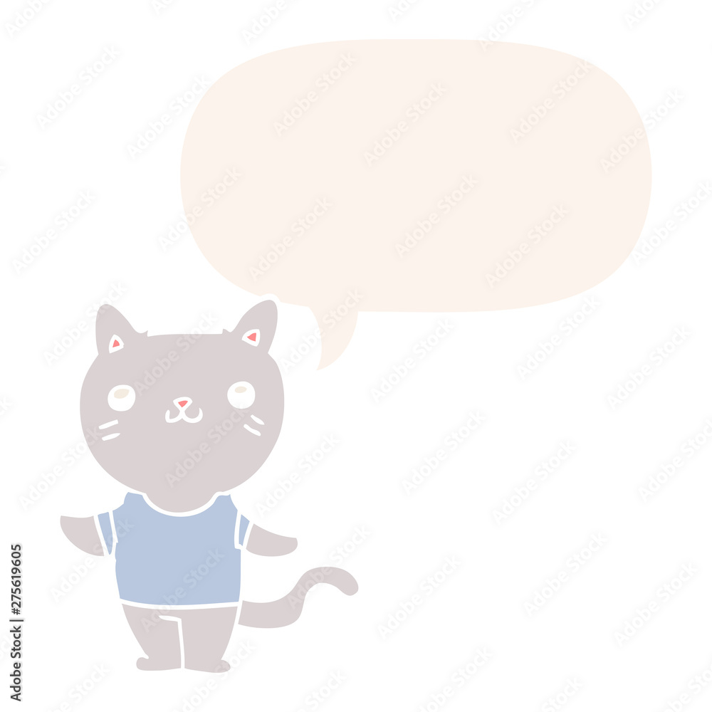 cartoon cat and speech bubble in retro style cartoon cat and speech bubble in retro style