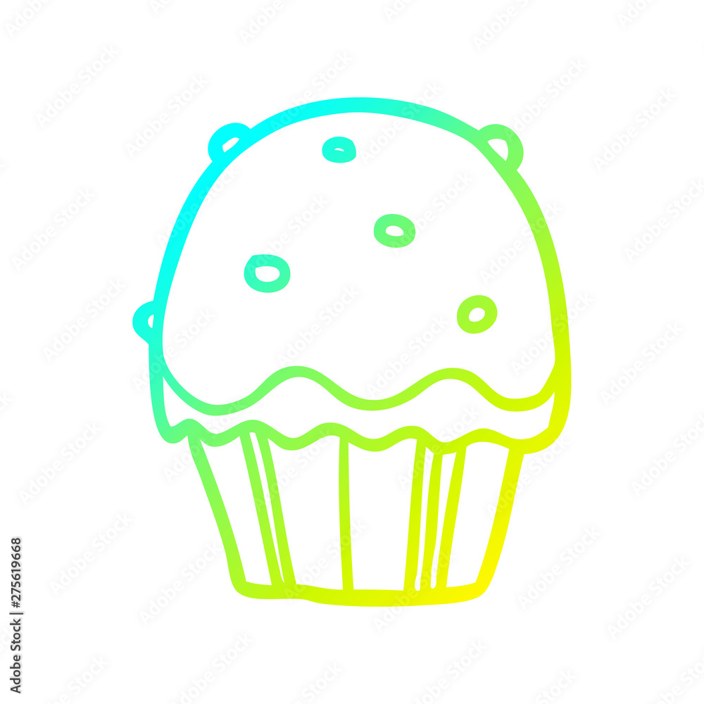 cold gradient line drawing Cartoon cupcake cold gradient line drawing Cartoon cupcake