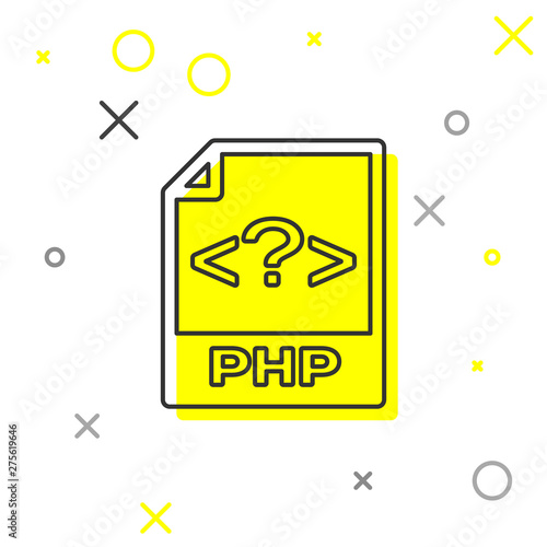 Grey PHP file document icon. Download php button line icon isolated on white background. PHP file symbol. Vector Illustration