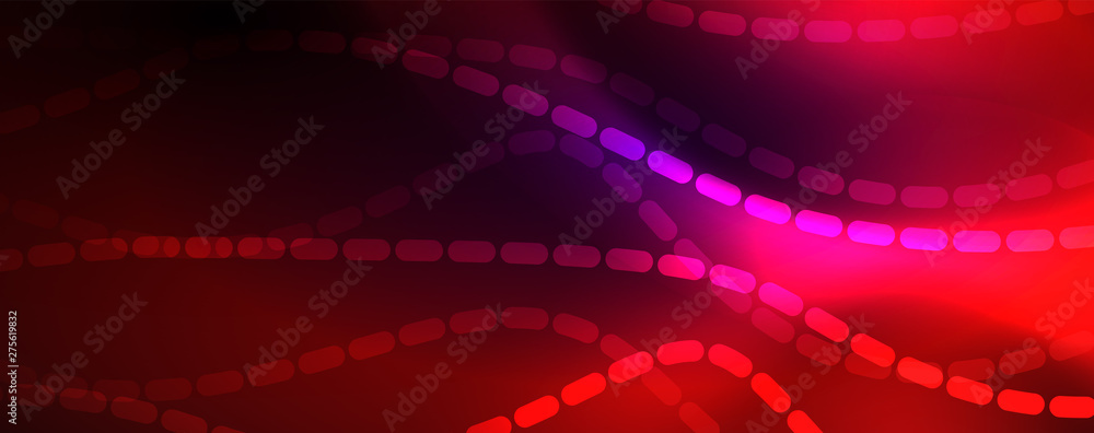 Neon vector wave lines abstract background, magic futuristic techno design