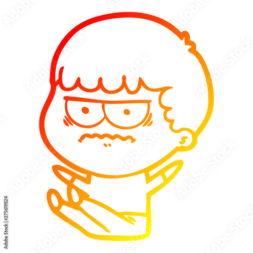 warm gradient line drawing cartoon annoyed man