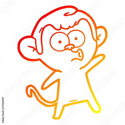 warm gradient line drawing cartoon surprised monkey