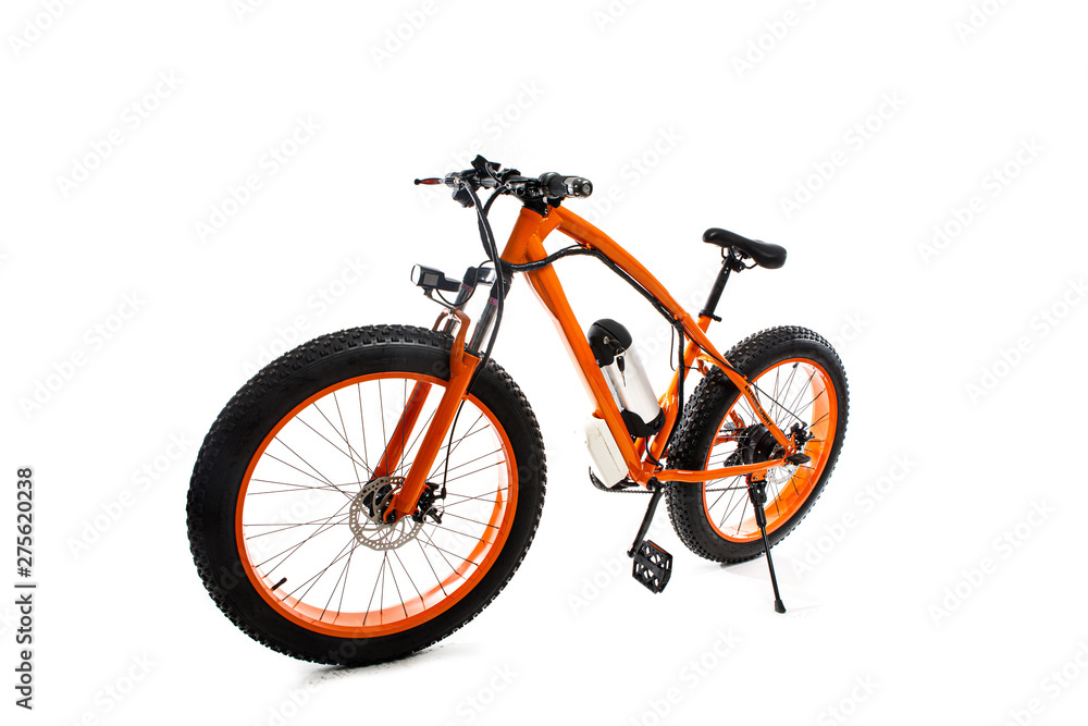 Black electric bike on white background.Sport bike Black electric bike on white background.Sport bike