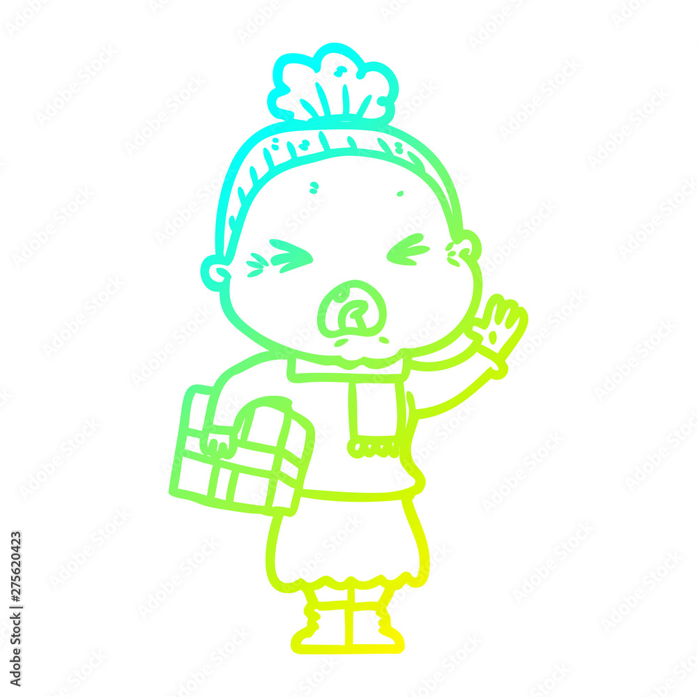cold gradient line drawing cartoon angry old woman cold gradient line drawing cartoon angry old woman