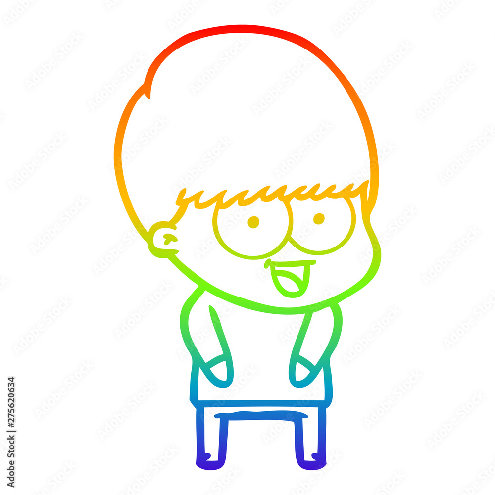 rainbow gradient line drawing happy cartoon boy rainbow gradient line drawing happy cartoon boy