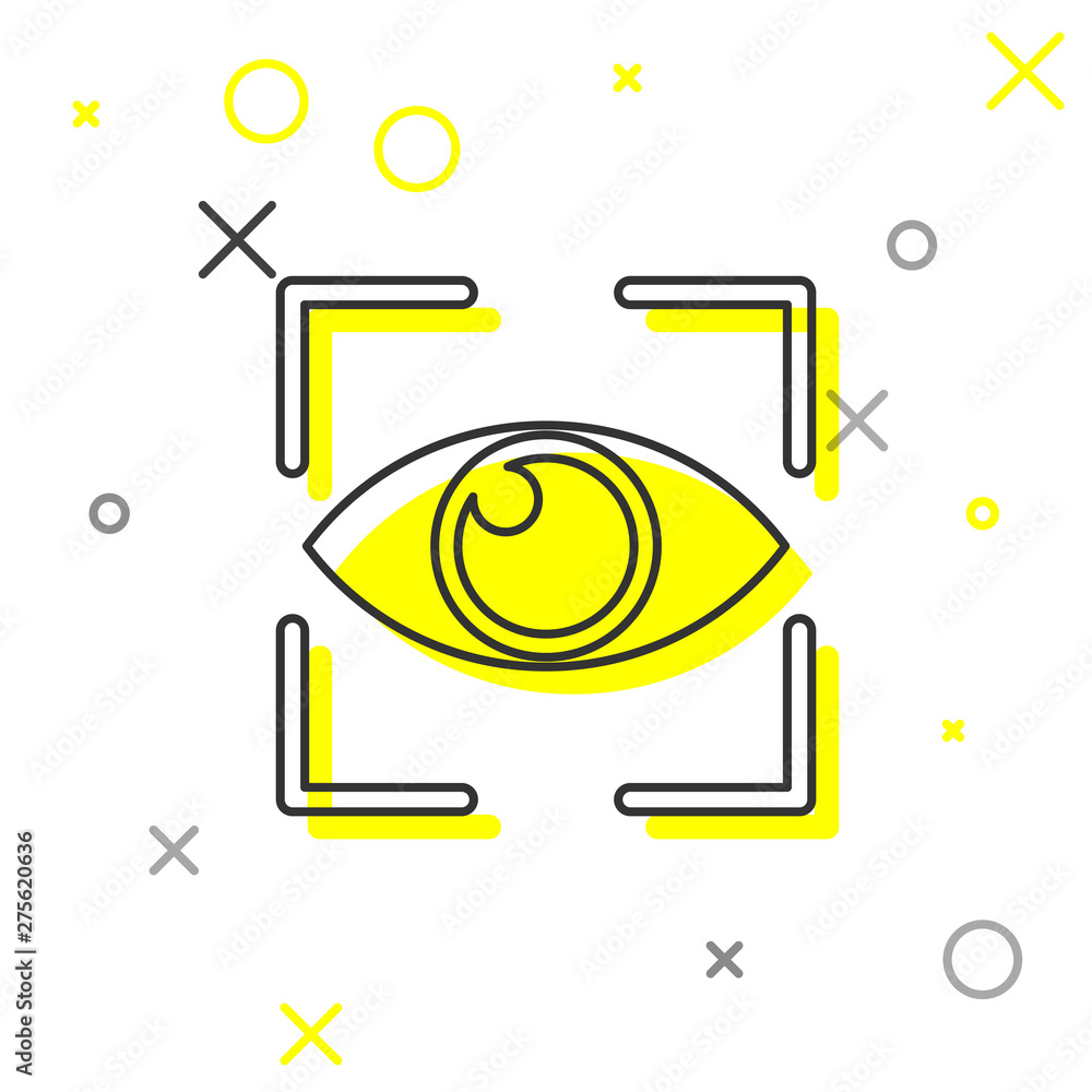 Grey Eye scan line icon isolated on white background. Scanning eye