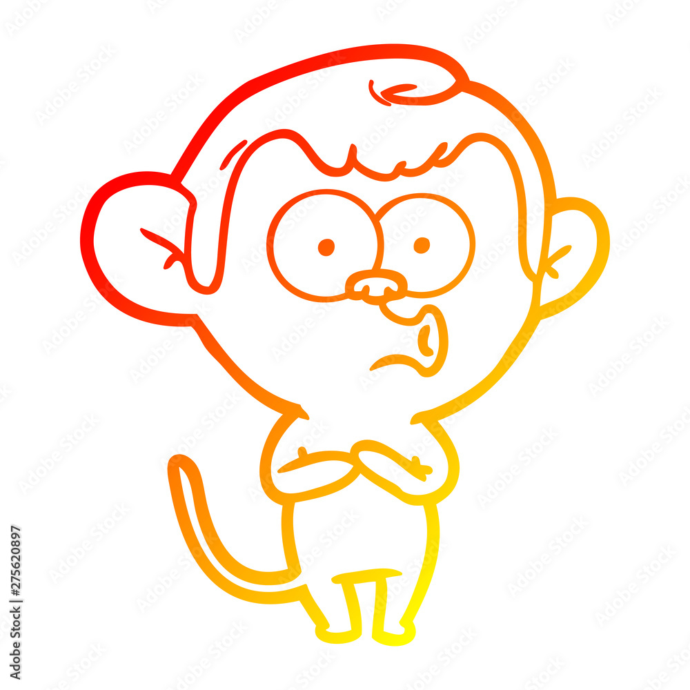 warm gradient line drawing cartoon hooting monkey warm gradient line drawing cartoon hooting monkey
