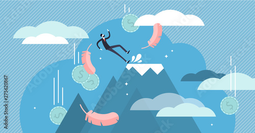 Fall vector illustration. Tiny economical business fail persons concept.