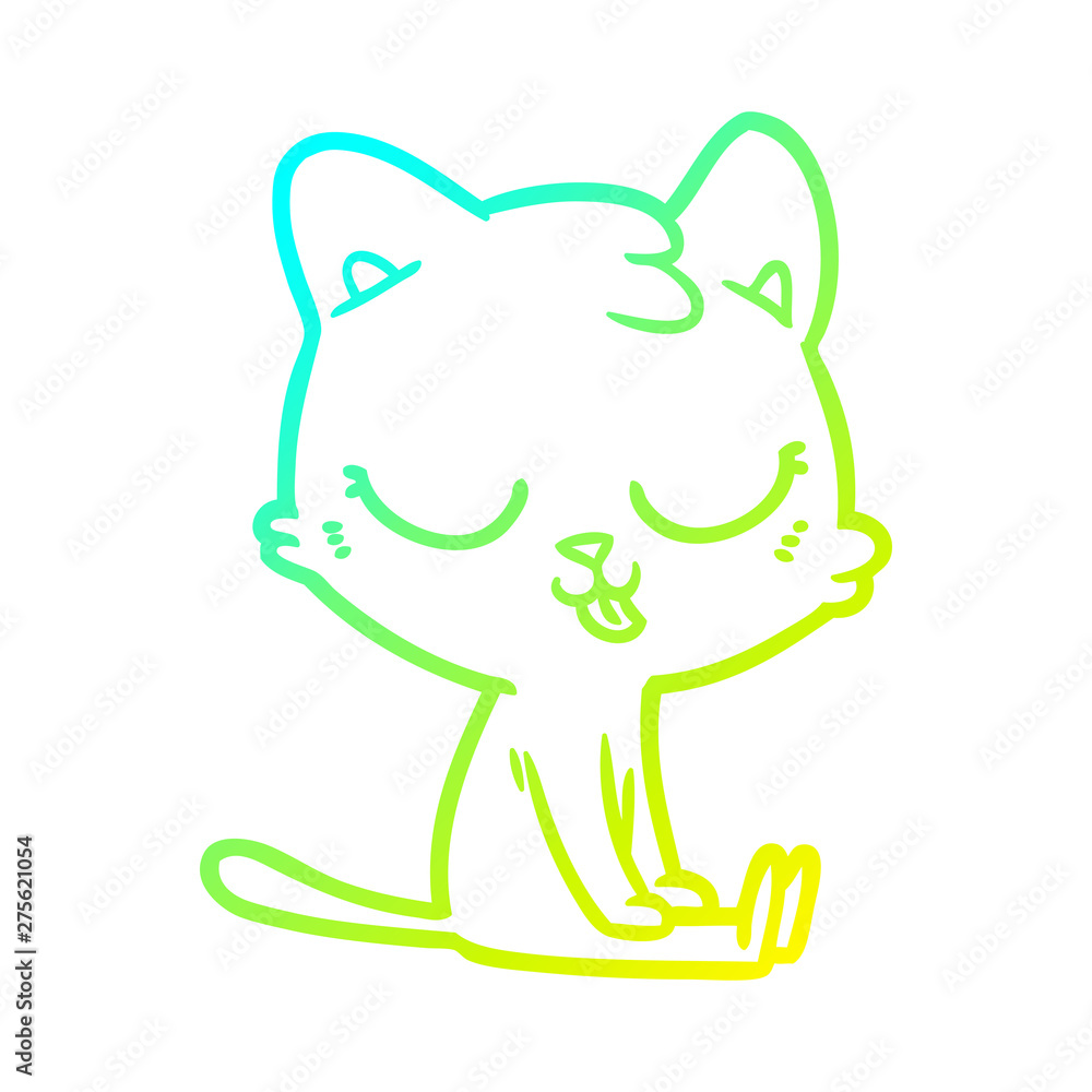 Obraz premium cold gradient line drawing cartoon cat
