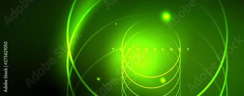 Shiny neon lines template - northern lights glowing blur lines. Futuristic style glow neon 80s disco club or night party techno template