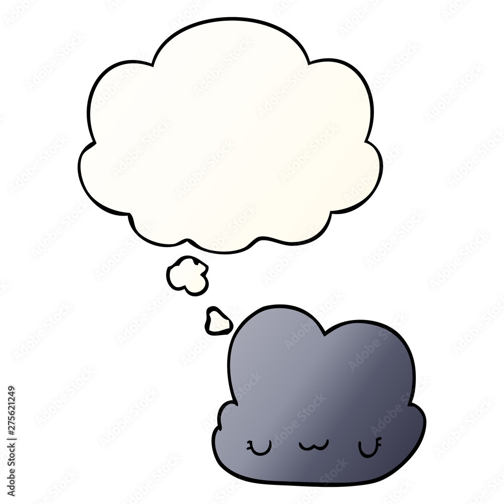 cute cartoon cloud and thought bubble in smooth gradient style