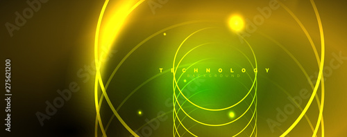 Shiny neon lines template - northern lights glowing blur lines. Futuristic style glow neon 80s disco club or night party techno template