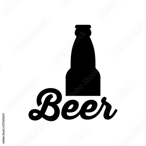 Logotipo con texto Beer con mitad botella en color negro