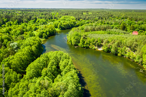 Top view of the river and s...
