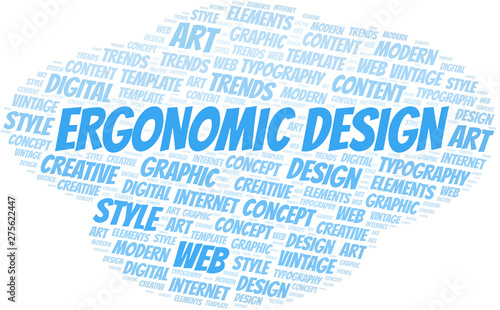 Ergonomic Design word cloud. Wordcloud made with text only.