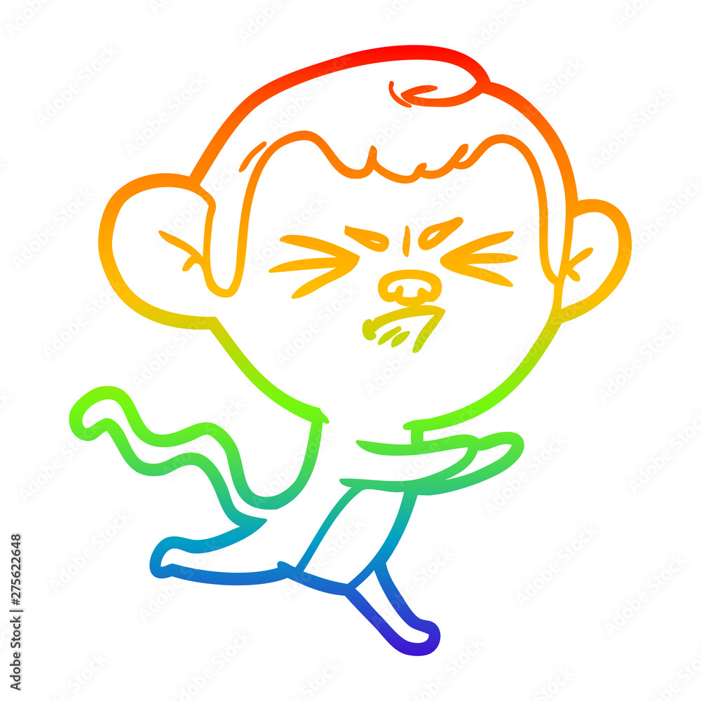 rainbow gradient line drawing cartoon annoyed monkey rainbow gradient line drawing cartoon annoyed monkey