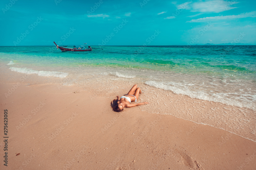 Lady bikini in water stock image. Image of andaman, mother - 58152913
