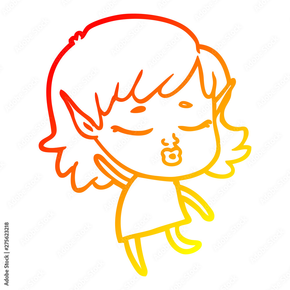 warm gradient line drawing pretty cartoon elf girl dancing warm gradient line drawing pretty cartoon elf girl dancing
