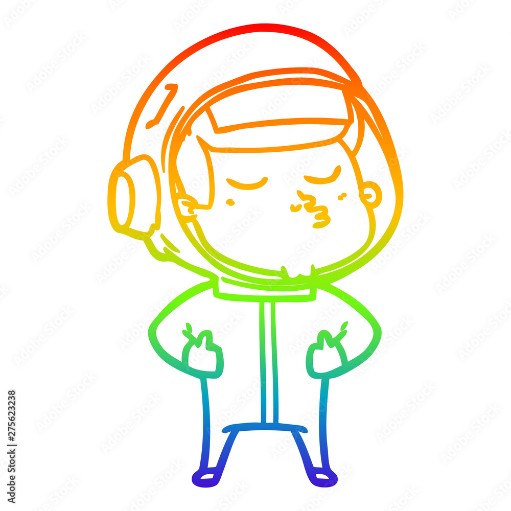 rainbow gradient line drawing cartoon confident astronaut rainbow gradient line drawing cartoon confident astronaut
