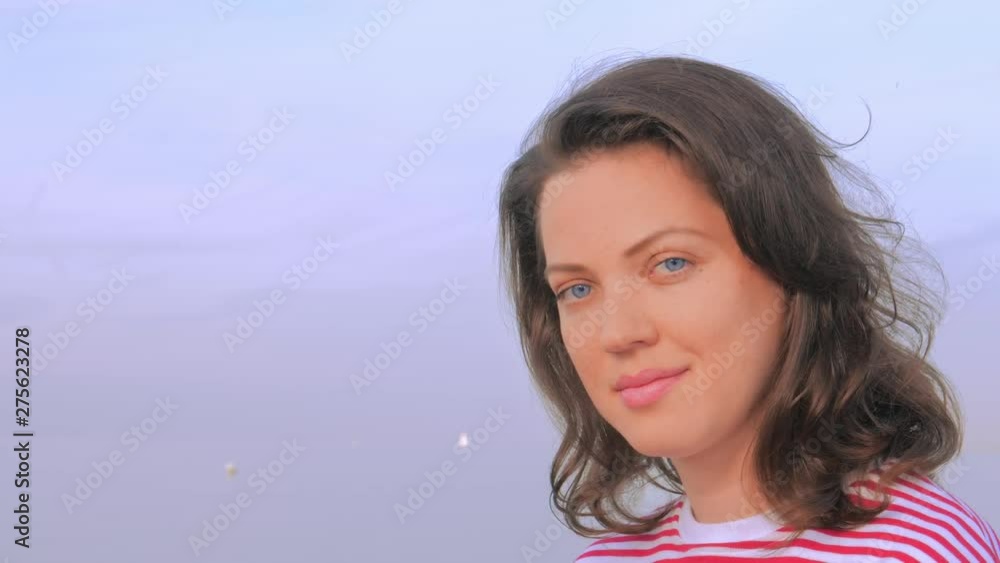 Woman on sea background portrait. Woman on sea background portrait.