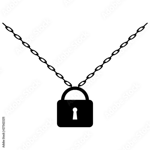 Lock Icon in trendy style isolated. Security symbol for your web site design, logo, app, UI. Outline vector logo illustration, linear pictogram. The metal chain and padlock.