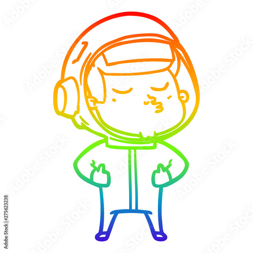 rainbow gradient line drawing cartoon confident astronaut