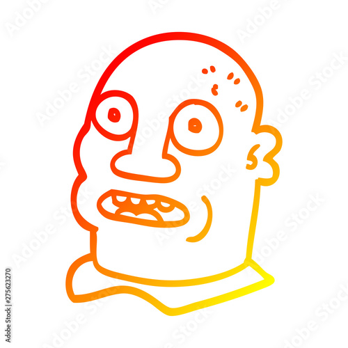 warm gradient line drawing cartoon head man