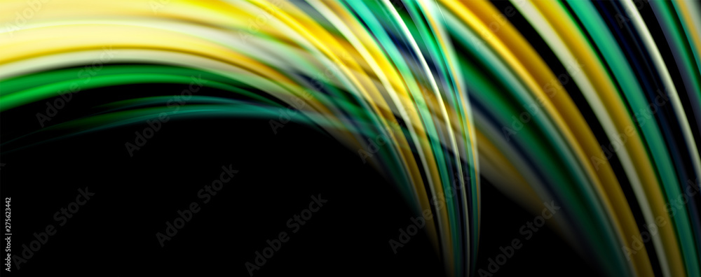 Fluid color swirls on black. Modern background with trendy design Fluid color swirls on black. Modern background with trendy design
