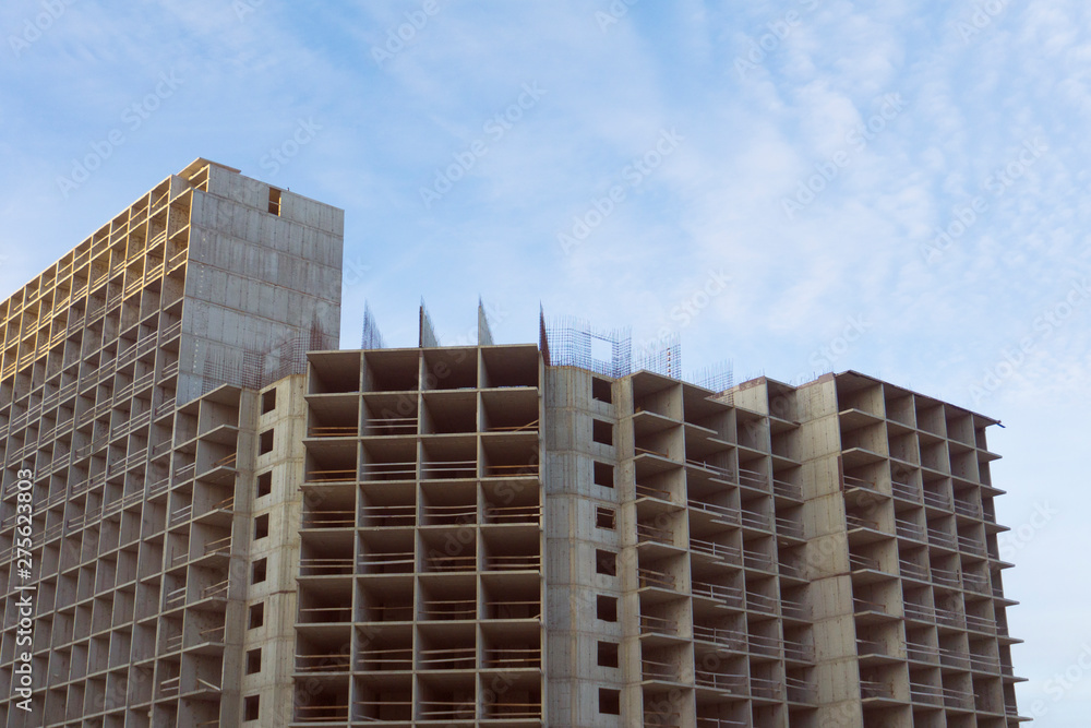 Fototapeta premium Construction of high-rise buildings. House frames