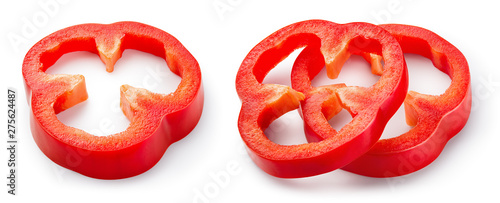 Paprika. Pepper slice isolated. Red bell pepper. Red peppers. With clipping path. photo