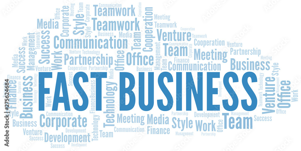 Fast Business word cloud. Collage made with text only. - obrazy, fototapety, plakaty 